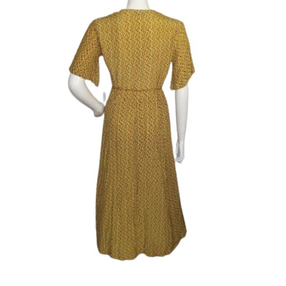 FAITHFULL THE BRAND Dress, 8, True Wrap, Short sleeves, Yellow/Floral print - Picture 6 of 13
